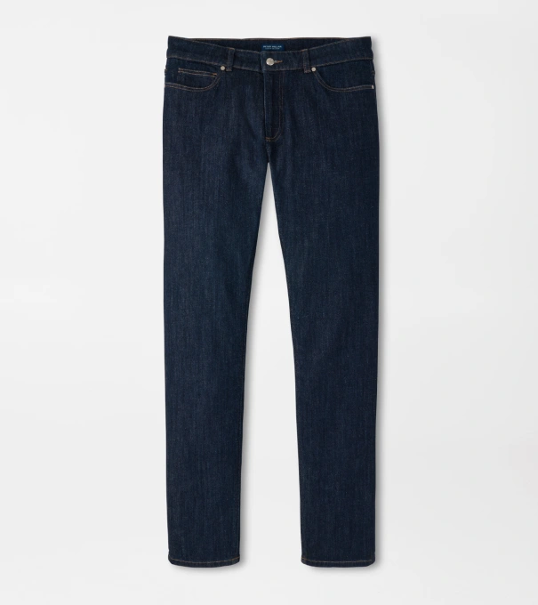 Vintage Washed Five-Pocket Denim in Dark Indigo