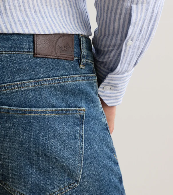 Vintage Washed Five-Pocket Denim in TRUE BLUE WASH