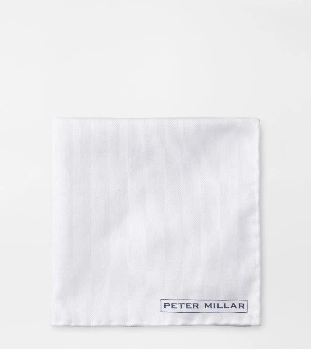 Solid Oxford Pocket Square in White