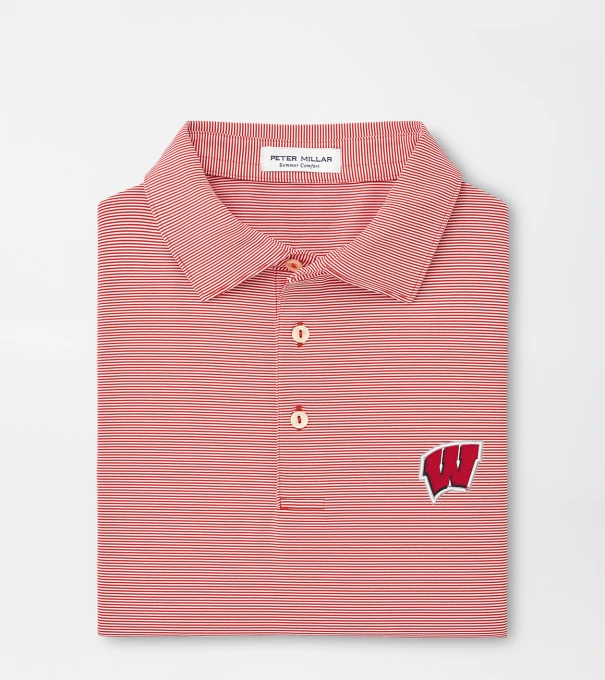 Wisconsin Jubilee Stripe Performance Polo in Red3