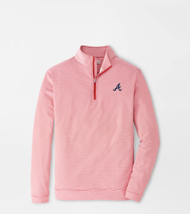 Atlanta Braves Perth Sugar Stripe Performance Quarter-Zip in Red3/White