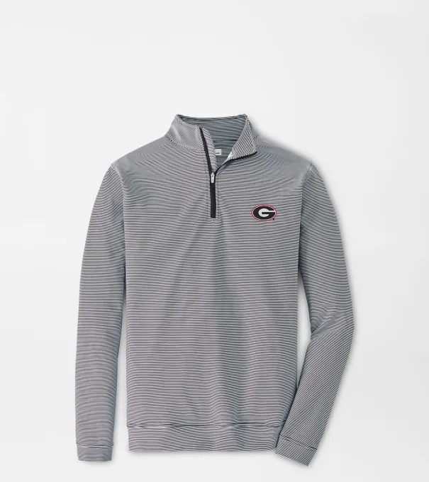 Georgia G Perth Sugar Stripe Performance Quarter-Zip in Black/White