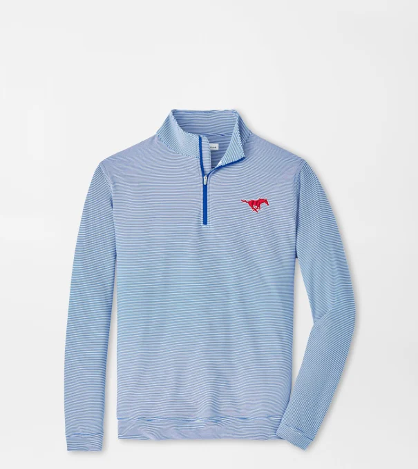 SMU Sugar Stripe Performance Quarter-Zip in Blue3/White