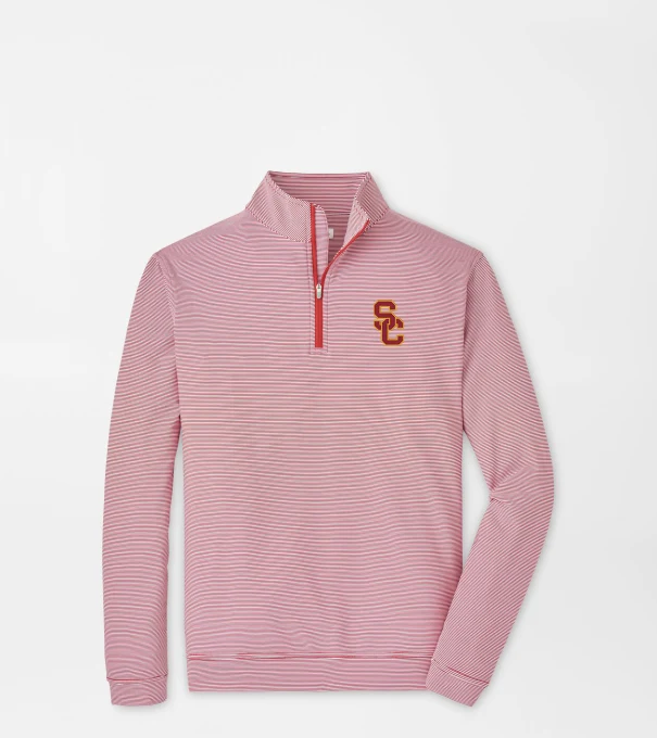 Southern California Sugar Stripe Performance Quarter-Zip in Crimson1/White
