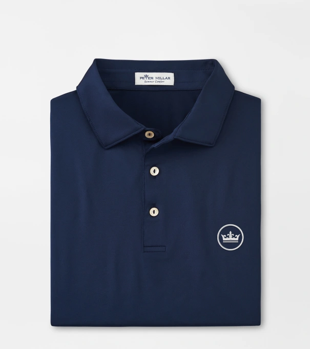 Crown Seal Solid Performance Jersey Polo in Navy