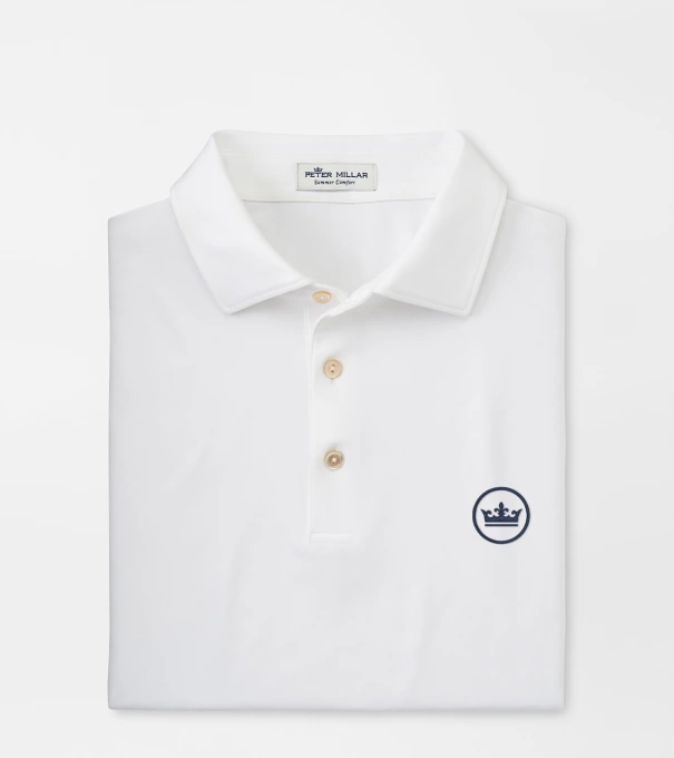 Crown Seal Solid Performance Jersey Polo in White
