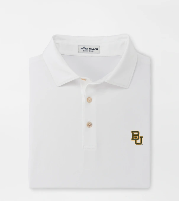 Baylor Solid Performance Jersey Polo in White