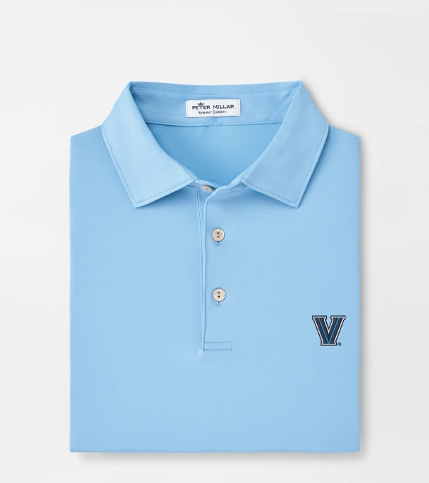 Villanova Solid Performance Jersey Polo in Cottage Blue