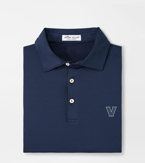 Villanova Solid Performance Jersey Polo in Navy