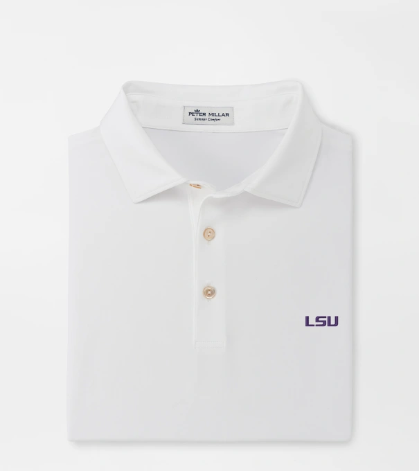 LSU Solid Performance Jersey Polo in White