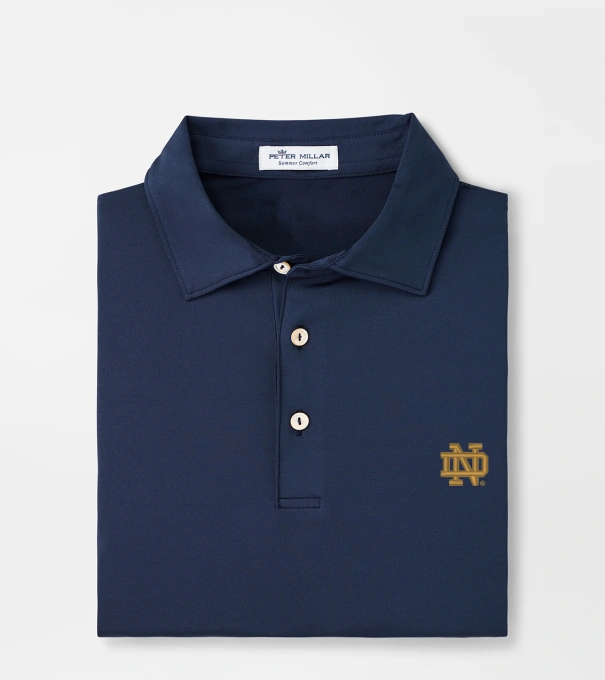 Notre Dame Solid Performance Jersey Polo in Navy