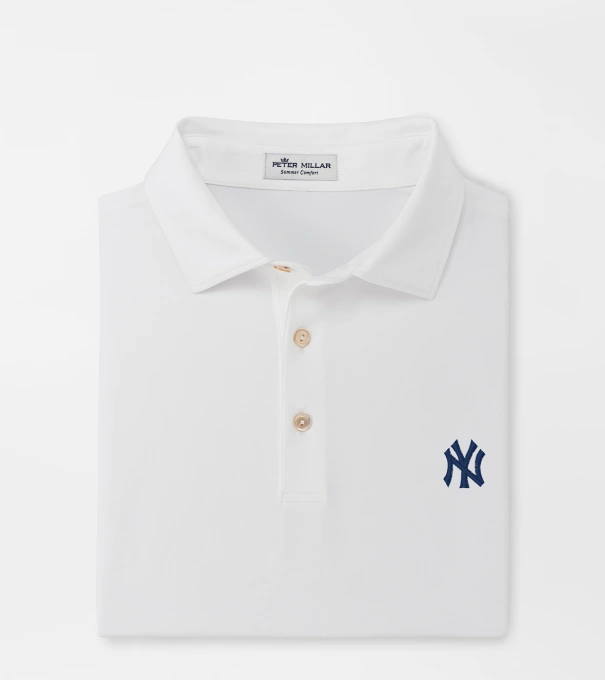New York Yankees Solid Performance Jersey Polo in White