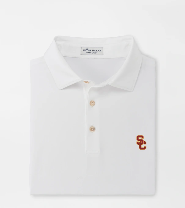Southern California Solid Performance Jersey Polo in White