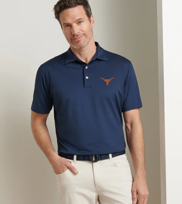 Texas Solid Performance Jersey Polo in Navy