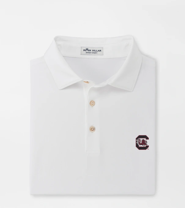 South Carolina Solid Performance Jersey Polo in White