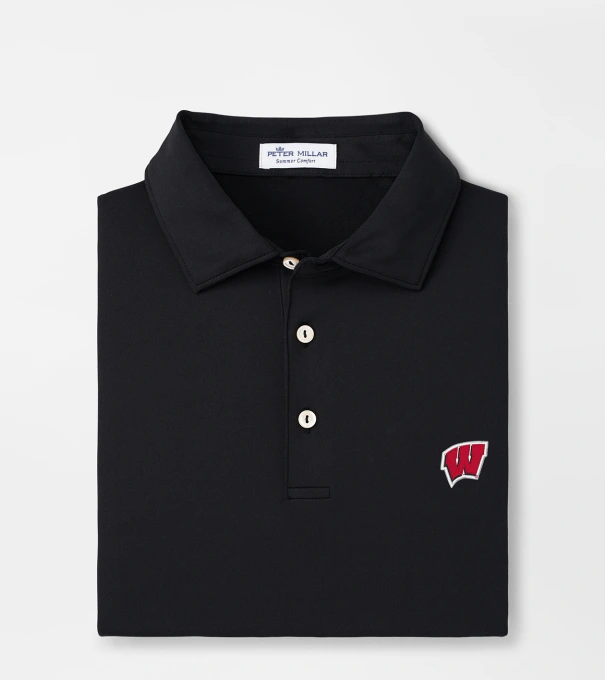 Wisconsin Solid Performance Jersey Polo in Black