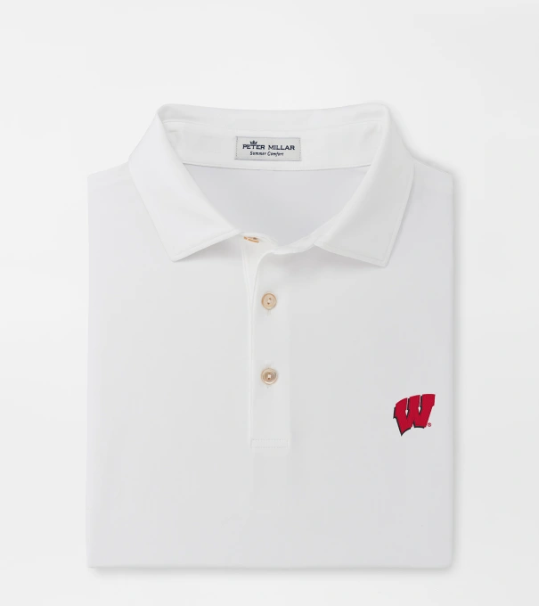 Wisconsin Solid Performance Jersey Polo in White