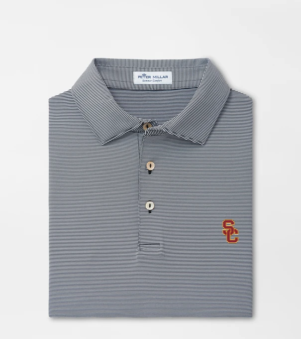 Southern California Interlocking SC Jubilee Stripe Performance Polo in Black
