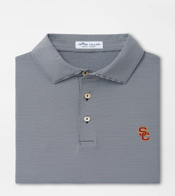 Southern California Interlocking SC Jubilee Stripe Performance Polo in Black