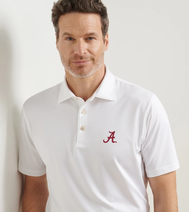 Alabama Solid Performance Jersey Polo in White