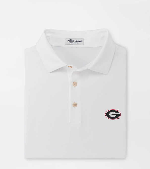 Georgia Solid Performance Jersey Polo in White