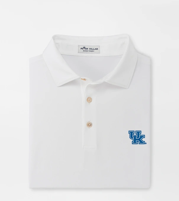 Kentucky Solid Performance Jersey Polo (Sean Self Collar) in White