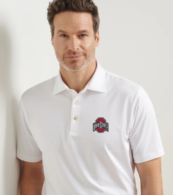 Ohio State Solid Performance Jersey Polo in White