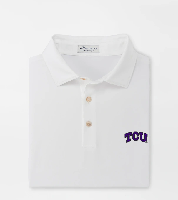 TCU Solid Performance Jersey Polo (Sean Self Collar) in White