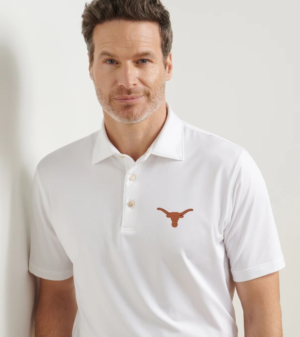 Texas Solid Performance Jersey Polo in White