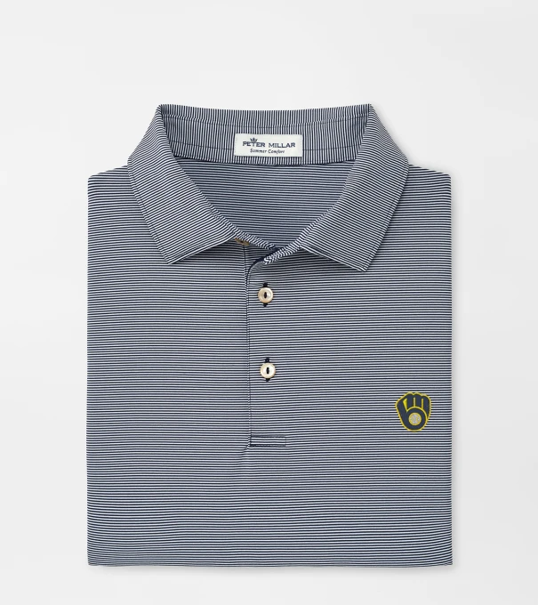 Milwaukee Brewers Jubilee Stripe Performance Polo in Navy