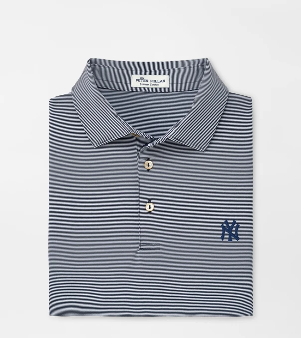 New York Yankees Jubilee Stripe Performance Polo in Navy