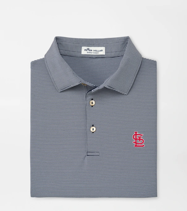 St. Louis Cardinals Jubilee Stripe Performance Polo in Navy