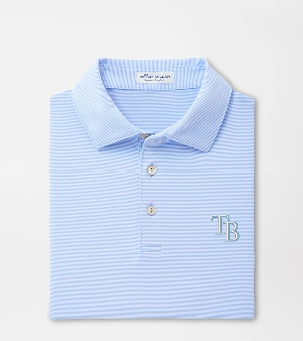 Tampa Bay Rays Jubilee Stripe Performance Polo in Cottage Blue