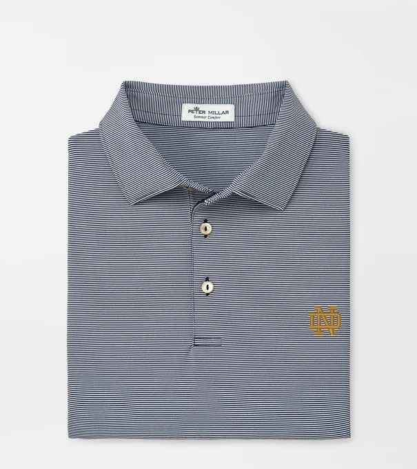 Notre Dame Jubilee Stripe Performance Polo in Navy