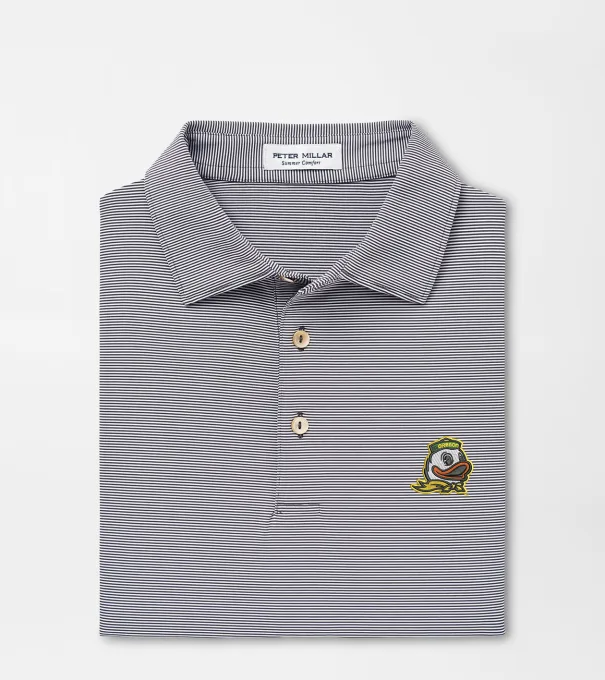 Oregon Jubilee Stripe Performance Polo in Iron