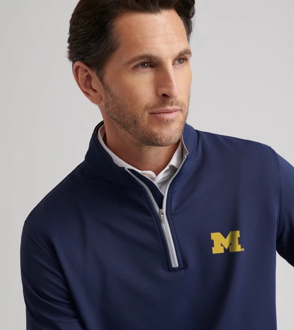 Michigan Perth Performance Quarter-Zip in Navy