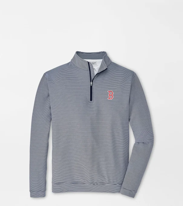 Boston Red Sox Perth Sugar Stripe Performance Quarter-Zip in Navy/White