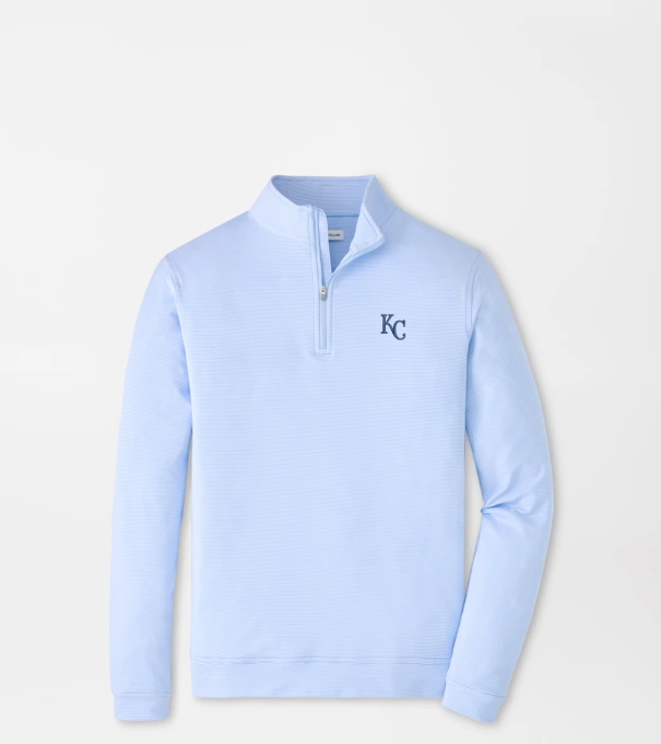 Kansas City Royals Perth Sugar Stripe Performance Quarter-Zip in Cottage Blue/White