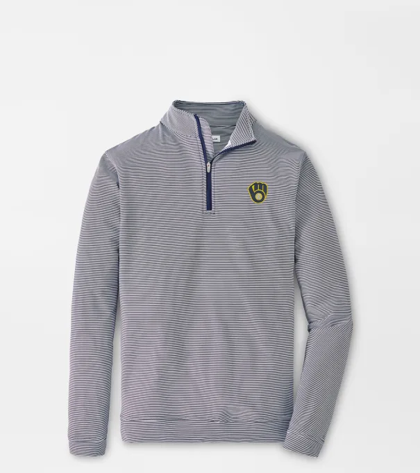 Milwaukee Brewers Perth Sugar Stripe Performance Quarter-Zip in Navy/White