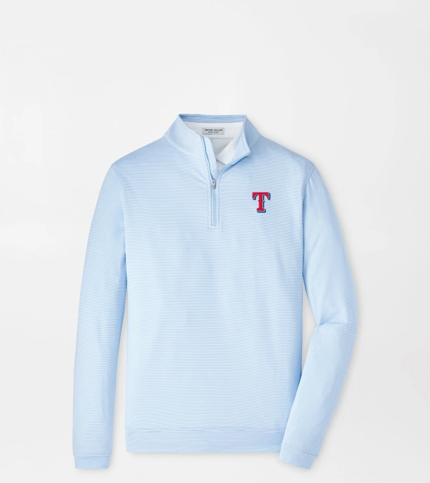 Texas Rangers Perth Sugar Stripe Performance Quarter-Zip in Cottage Blue/White