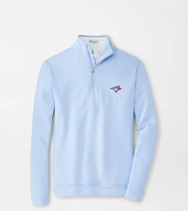 Toronto Blue Jays Perth Sugar Stripe Performance Quarter-Zip in Cottage Blue/White