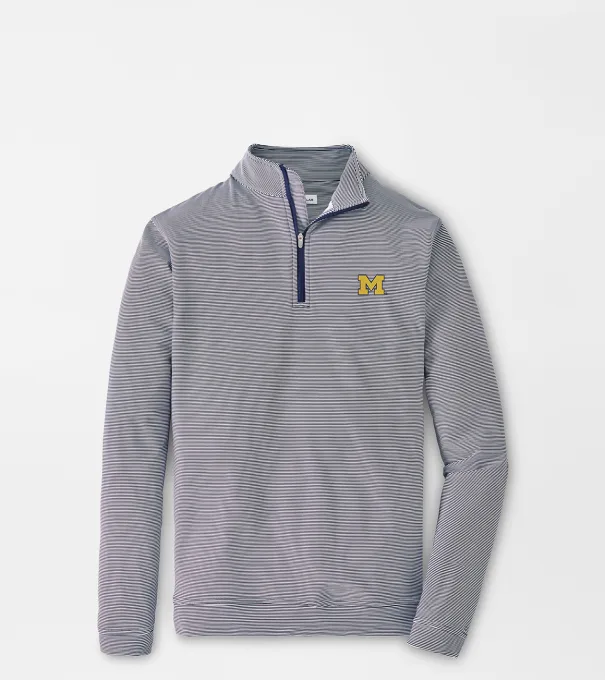Michigan Perth Sugar Stripe Performance Quarter-Zip in Navy/White