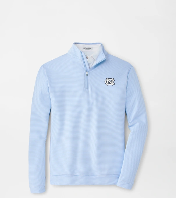 UNC Perth Sugar Stripe Performance Quarter-Zip in Cottage Blue/White