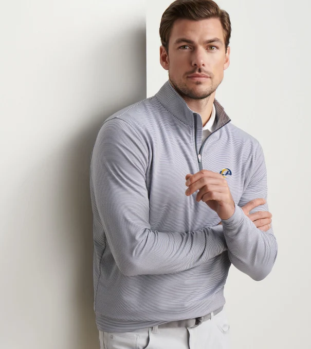 Los Angeles Rams Perth Sugar Stripe Performance Quarter-Zip in Iron/White