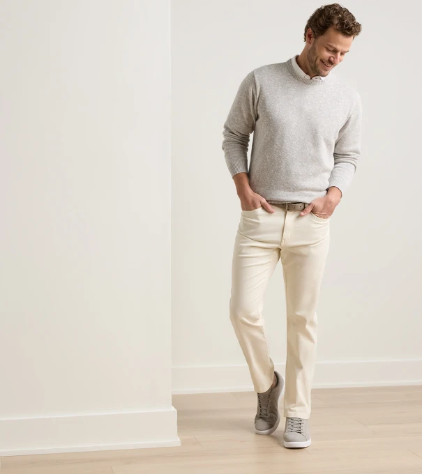 Signature Sateen Five-Pocket Pant in Ivory
