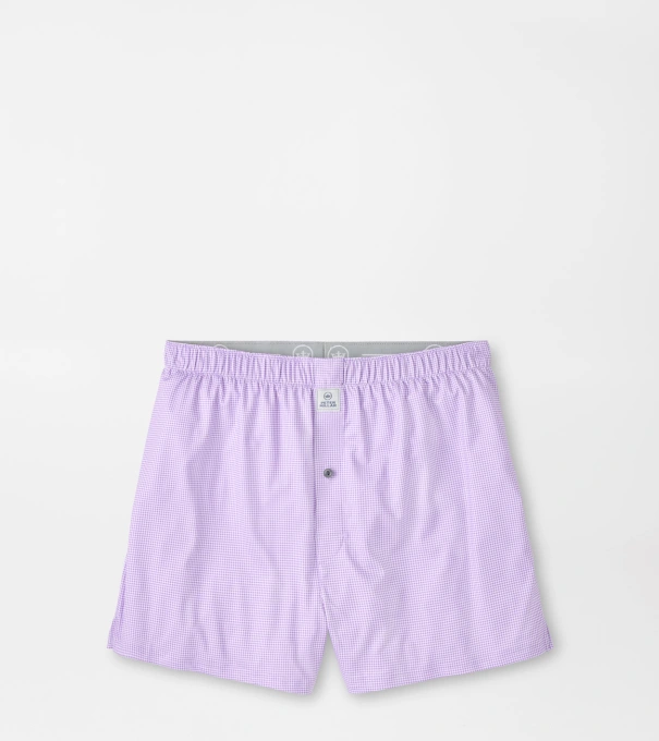 Gingham Performance Boxer Short in PURPLE IRIS