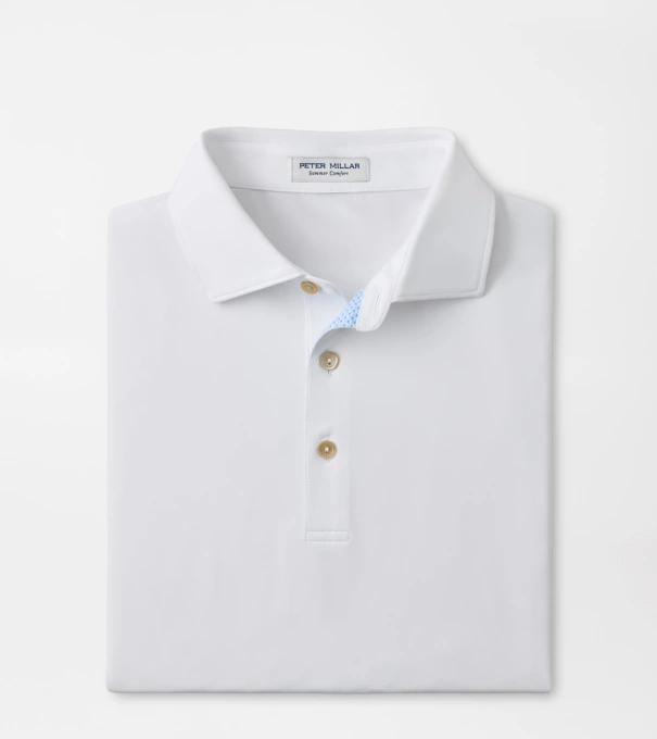 Solid Performance Jersey Polo in White