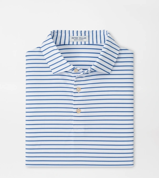 Dunnes Performance Jersey Polo in White/Windsor Blue