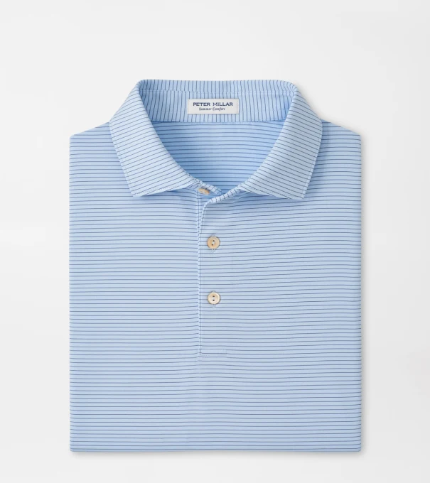 Highlands Performance Jersey Polo in Stream Blue