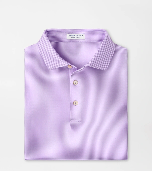 Gingham Performance Jersey Polo in PURPLE IRIS